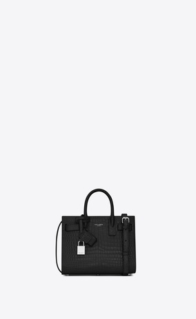 SAINT LAURENT Nano Sac de Jour Woman nano sac de jour bag in black crocodile embossed leather a_V4